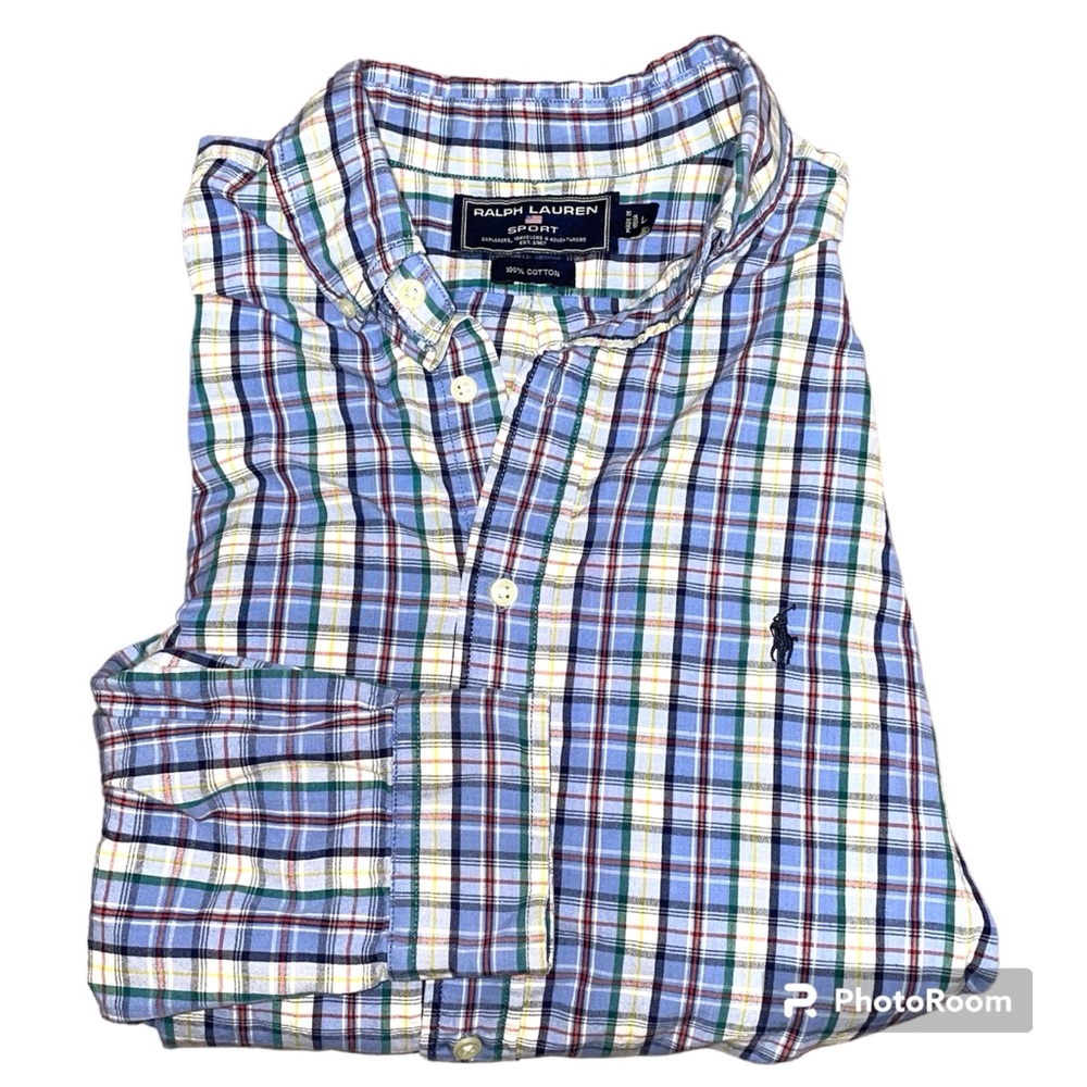 Ralph Lauren Sport Plaid Multi Color Men's Button Down Dress Shirt Size L - Picture 7 of 9